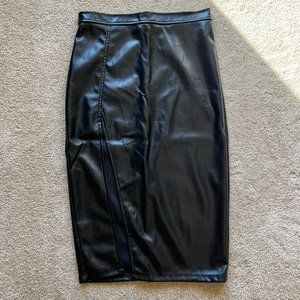 Black Skirt - Leather-Like Material - Size Small